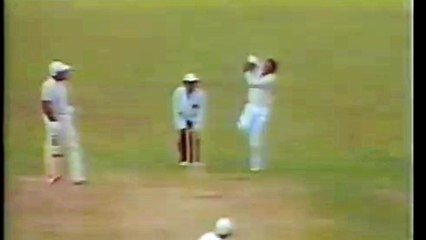 Asoka De Silva took the wicket of Javed Miandad 1st Test, Kandy, February 23 - 27, 1986