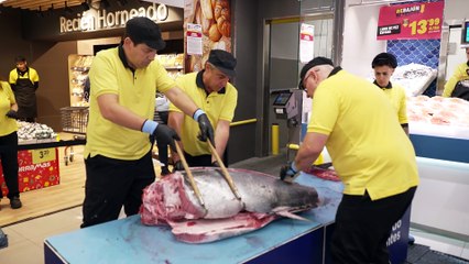 Exhibiciones de ronqueo de atún rojo para aprender una técnica ancestral