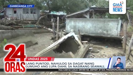 Ilang puntod, nahulog sa dagat nang gumuho ang lupa dahil sa nasirang seawall | 24 Oras