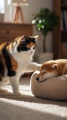Calico Cat Gently Pets a Dog — The Sweetest Friendship Ever 😻🐶💞