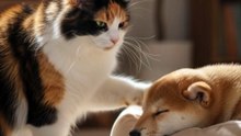 Calico Cat Gently Pets a Dog — The Sweetest Friendship Ever 😻🐶💞