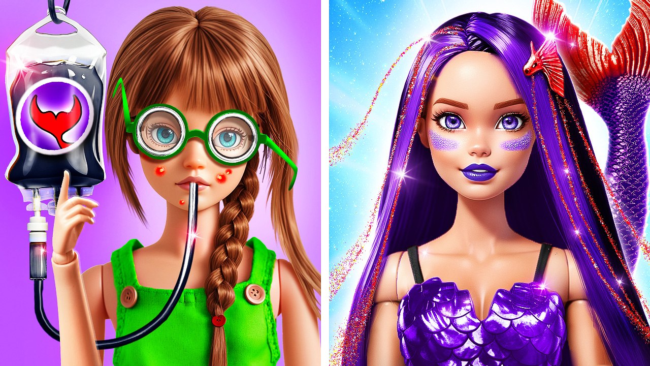 🧜‍♀️L'ennui se transforme en SIRÈNE NOIRE💄✨ Une transformation incroyable qui vous enchantera ! 🌊