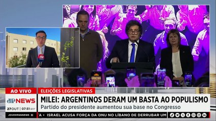 Milei comemora vitória em eleição legislativa na Argentina