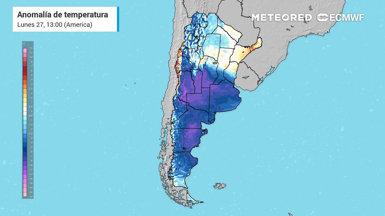 Fuerte irrupción de aire polar afectará al centro de Argentina con heladas tardías este martes 28