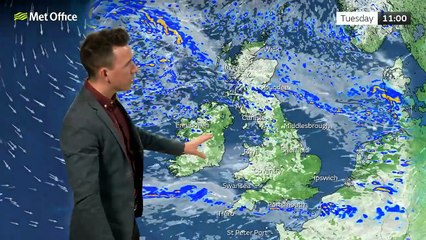 Met Office Monday Evening Weather Forecast 27/10/2025