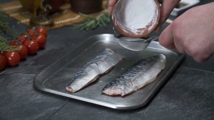 58 Battered Mackerel with vegetables.