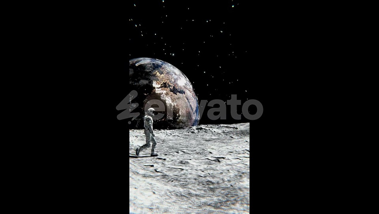 Happy Astronaut on the Moon Surface Loop Animation Satisfying Video1