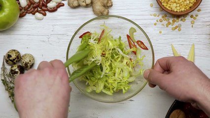 33. Salad with Fried Oyster, Mushrooms, and Baby Corn