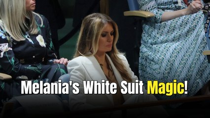 Fans Say Melania Trump Looks ‘So Elegant’ In A White Pantsuit At The United Nations With Donald Trump: ‘Power Couple’