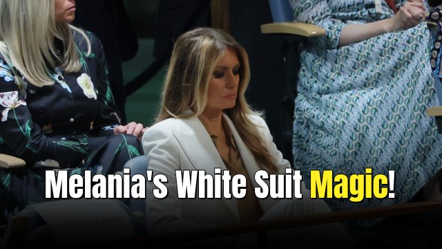 Fans Say Melania Trump Looks ‘So Elegant’ In A White Pantsuit At The United Nations With Donald Trump: ‘Power Couple’