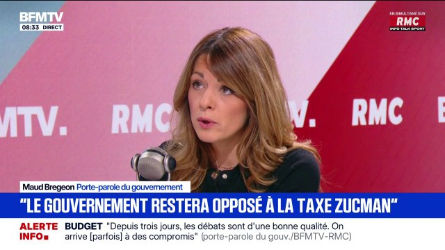 Le gouvernement est opposé et restera opposé à la taxe Zucman , indique la porte-parole du gouvernement Maud Bregeon