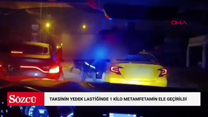 Taksinin yedek lastiğinde 1 kilo metamfetamin ele geçirildi