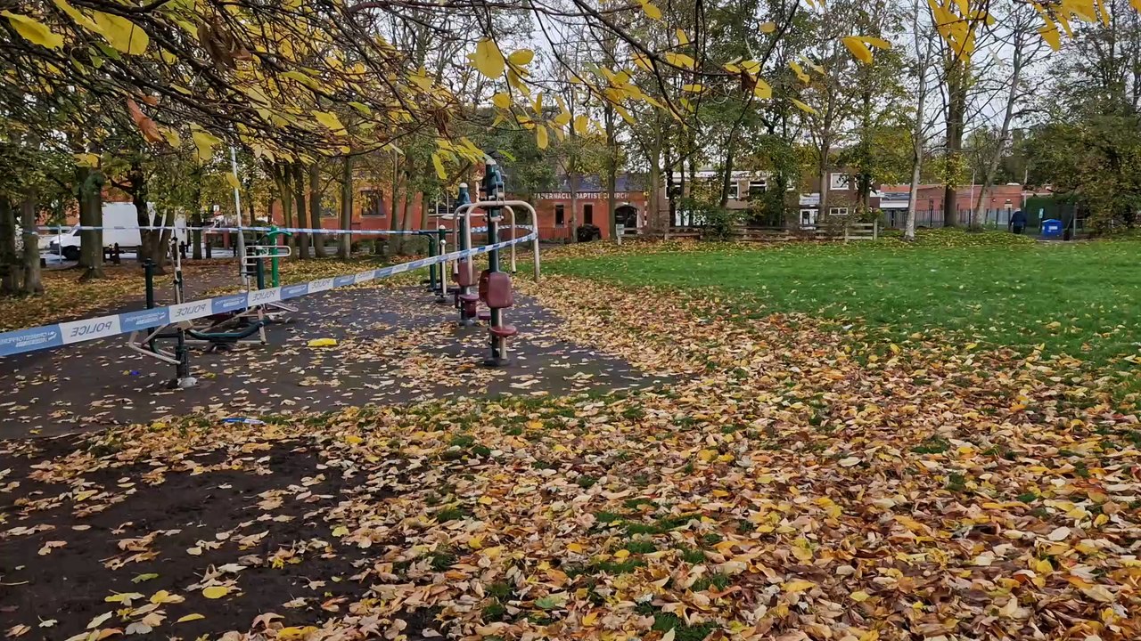 The scene around a Wolverhampton park following disorder