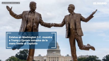 Estatua en Washington D.C. muestra a Trump y Epstein tomados de la mano frente al Capitolio
