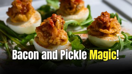 Bacon Dill Pickle Deviled Eggs