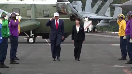 U.S. President Donald Trump lavished praise on Japanese Prime Minister Sanae Takaichi by saying that she is “going to go down as one of the great prime ministers”, as both leaders arrived at the Yokosuka naval base on Tuesday (October 28).