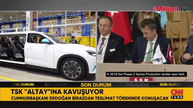 3 Altay tankı envantere giriyor! Erdoğan, tören alanına özel üretim Togg ile geldi