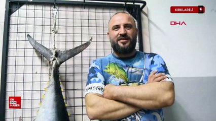 Kırklareli'de oltayla 1 metre 74 santimlik orkinos yakaladı