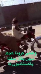 Funny little girl drive motorcycle