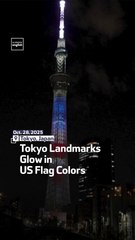 Tokyo Landmarks Glow In US Flag Colors