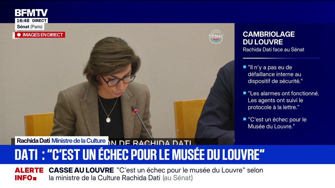 Audition de Rachida Dati au Sénat: "Je considère que la culture est une politique régalienne dans tout notre pays", insiste la ministre