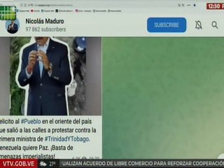 Pdte. Maduro felicita al pueblo en el oriente por protestar contra ministra de Trinidad y Tobago