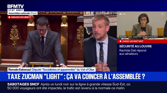 Taxe Zucman light : Si on a cette rentrée là de 7 milliards d'euros, on considérera qu'il y a eu un pas du bloc central , déclare Romain Eskenazi, député Socialistes et apparentés