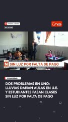 dos problemas en uno: Lluvias dañan aulas en U.E. y estudiantes pasan clases sin luz por falta de pago