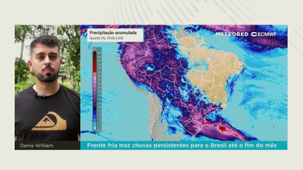 Frente fria traz chuvas persistentes para o Brasil até o fim do mês