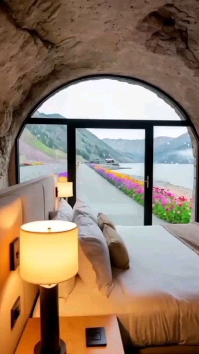 Rainy cave resort room