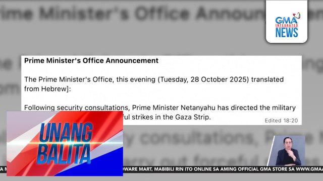 'Forceful strikes,' ipinag-utos ni Israeli PM Netanyahu sa Gaza sa gitna ng ceasefire; 19, patay | Unang Balita
