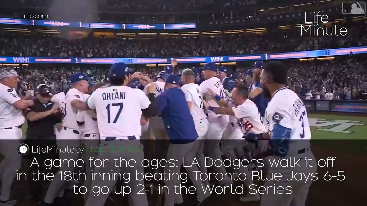 LA Dodgers Up 2-1 Against Toronto Blue Jays in the World Series After 18 Inning Game, Actress Prunella Scales Dies at 93, Kelsey Grammer Welcomes 8th Child
