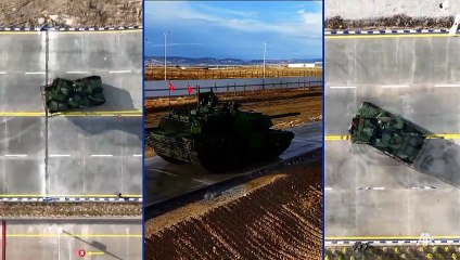 Cumhurbaşkanı Erdoğan, Altuğ zırhlı aracı ve Yeni Altay Tankı'nın parkurda geçişini izledi