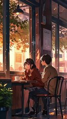 Cafe Window Evening Glow