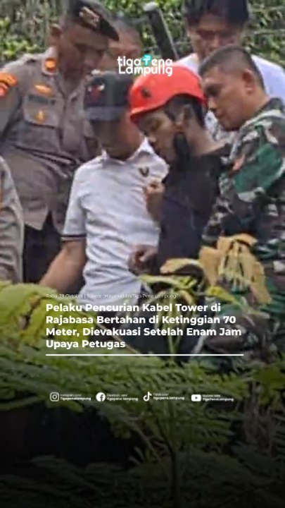 Pelaku Pencurian Kabel Tower di Rajabasa Bertahan di Ketinggian 70 Meter, Dievakuasi Setelah Enam Jam Upaya Petugas