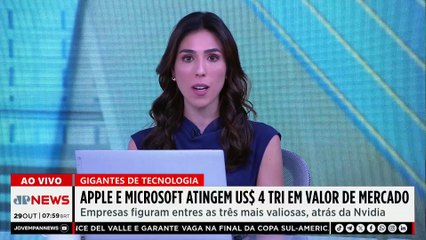 Apple e Microsoft valem US$ 4 trilhões e seguem a Nvidia no topo; Bruno Meyer comenta