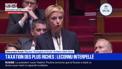 Clémentine Autain interpelle le gouvernement sur la taxation des plus riches: "Pour nous, l'enjeu c'est de réparer la mauvaise gestion macroniste, vos cadeaux privilégiés sur le dos des classes populaires"