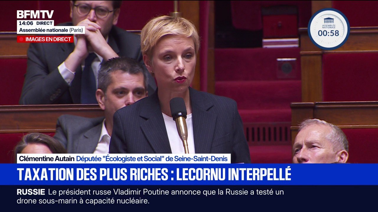 Clémentine Autain interpelle le gouvernement sur la taxation des plus riches: "Pour nous, l'enjeu c'est de réparer la mauvaise gestion macroniste, vos cadeaux privilégiés sur le dos des classes populaires"