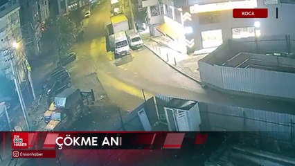 Gebze'deki 7 katlı binanın çökme anı