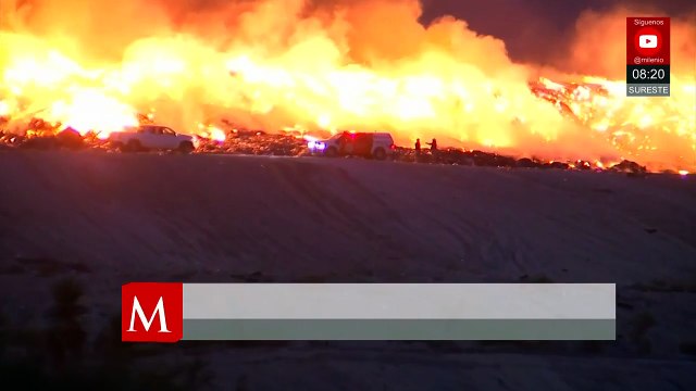 Incendio en tiradero de basura en Salinas Victoria, Nuevo León