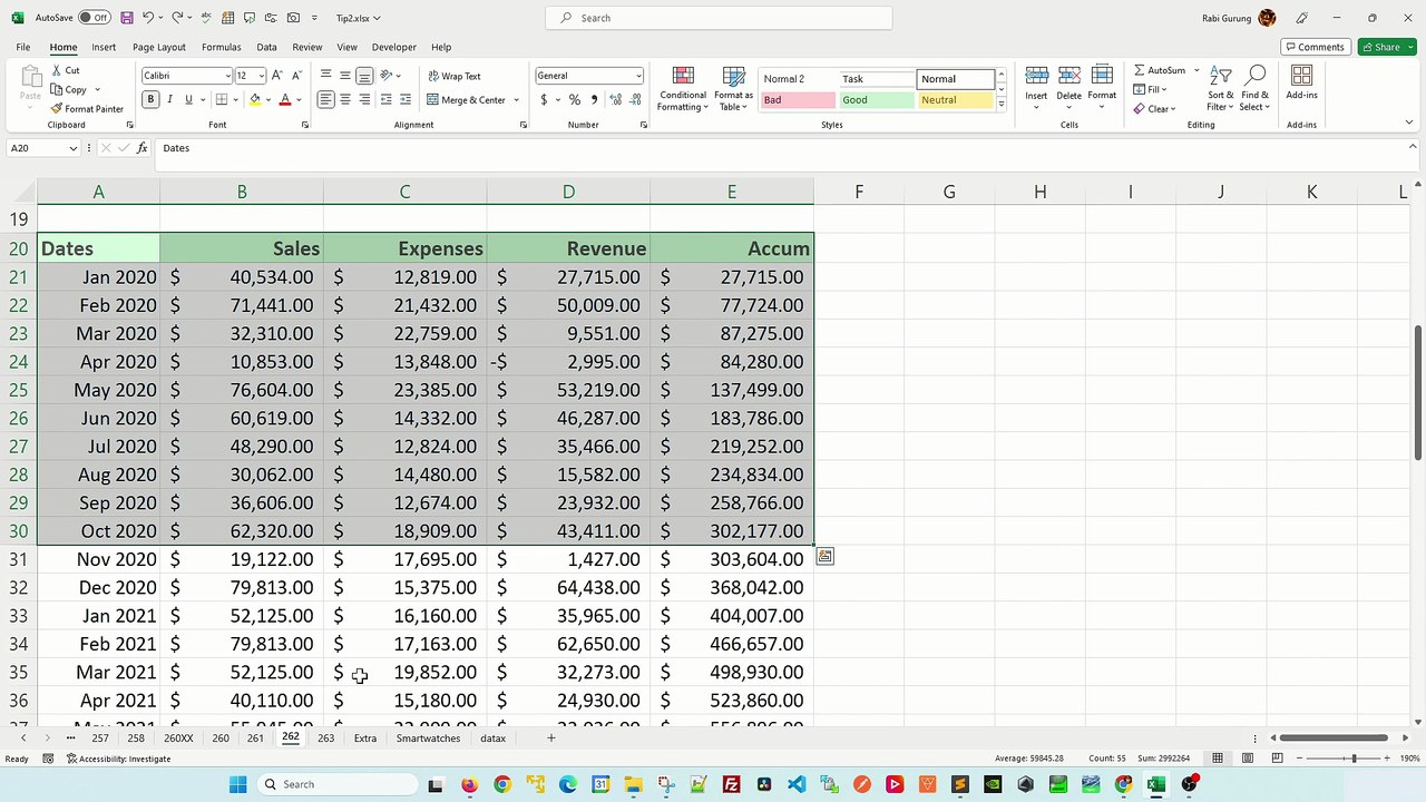 Create a dynamic chart using the scroll bar in Excel - Excel Tips and Tricks