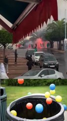 لحظات قبل بداية الديربي بين الرجاء البيضاوي والوداد البيضاوي عرف شغب بين جماهير كلا الفريقين