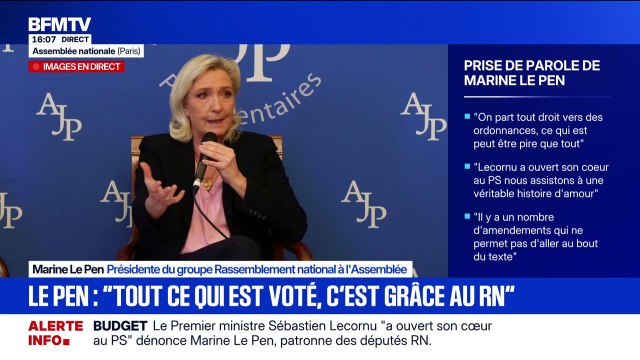 Je ne suis pas pour l'union des droites , martèle Marine Le Pen, présidente du groupe Rassemblement National