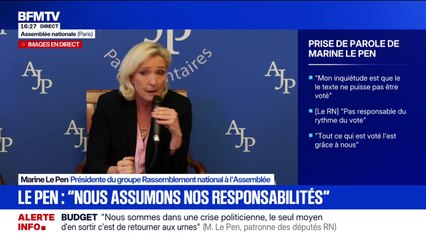 "Nous ne sommes pas d'extrême droite", conteste Marine Le Pen, présidente du Rassemblement national