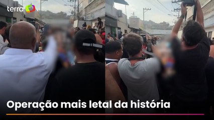Praça da Penha amanhece com fila de corpos cobertos por lona após megaoperação no Rio de Janeiro