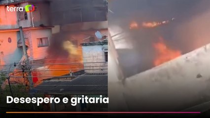 Moradores registram casas em chamas e muro crivado de tiros em meio a operação no Rio