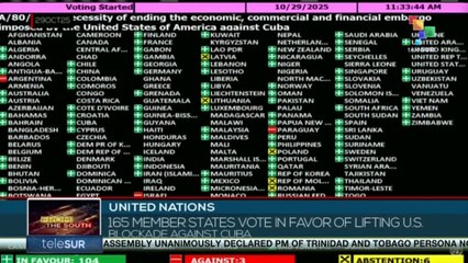 United Nations, 165 member states vote in favor of lifting U.S. blockade against Cuba
