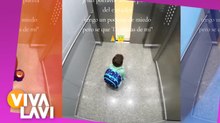 Niño se queda solo en elevador y así reacciona