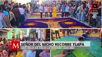 Miles de fieles acompañan al Señor del Nicho durante su tradicional recorrido en Tlapa