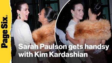 Handsy Sarah Paulson can't stop smacking Kim Kardashian's butt at 'All's Fair' screening